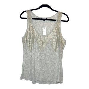 EXPRESS Gray Lace Front Sleeveless Top M NWT